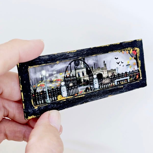 Spooky Nights No.1:1 Dollhouse Miniature Handmade Wooden Framed Miniature image 3