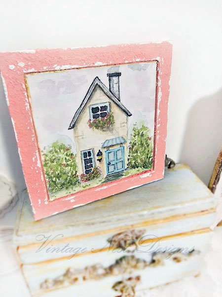 Cottage House No.3:1 Dollhouse Miniature Handmade Wooden Framed Art image 4