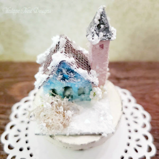 Putz Glitter Holiday Church No.7 Handmade Miniature image 0