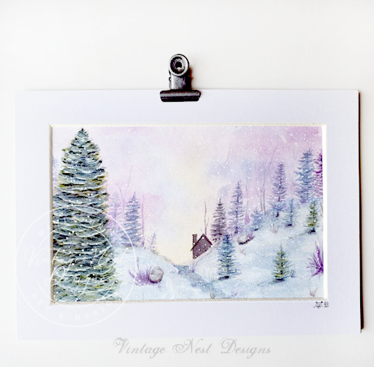 Winter Scene No.4 Original Watercolor Painting image 0
