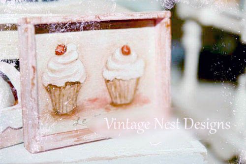 Le Treats No.1:1 Dollhouse Miniature Handmade Wooden Framed Art image 0