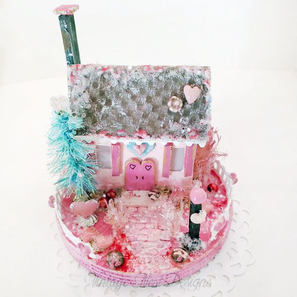 Valentine Putz Glitter Holiday House No.1 Handmade Miniature image 0