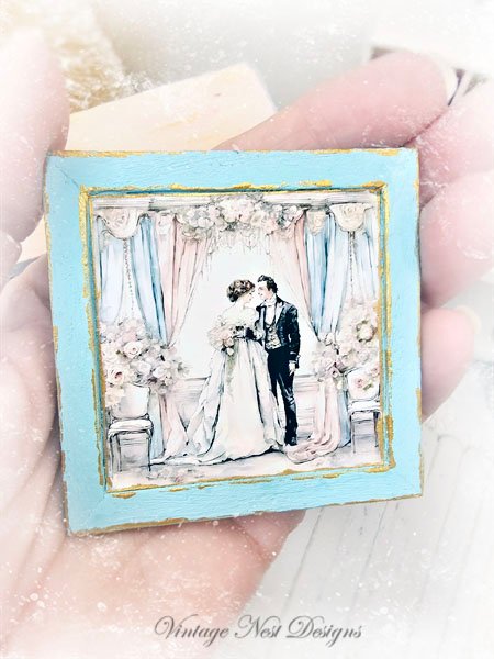 Wedding Couple No.2 Dollhouse Miniature Handmade Framed Art image 4