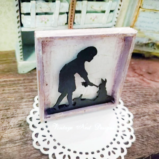 Child Silhouette No.10 Dollhouse Miniature Handmade image 2