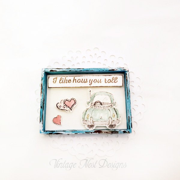 Valentine I Like How You Roll No.1 Dollhouse Miniature Handmade Framed Art image 1