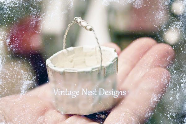 Blue Basket No.2 Dollhouse Miniature Handmade image 0