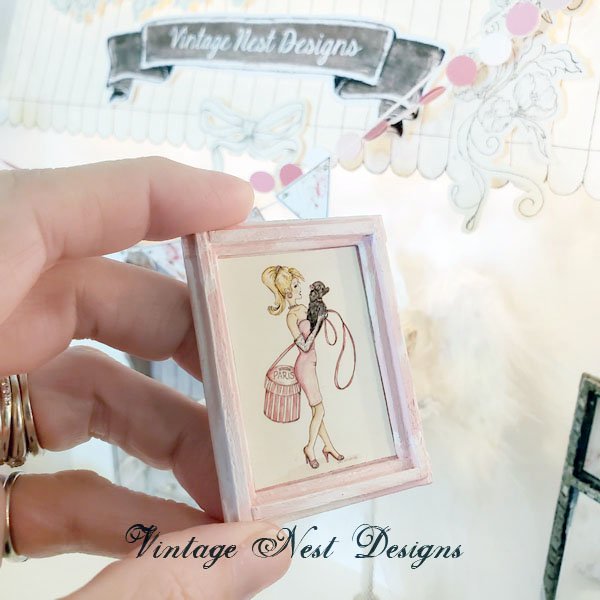 Barbie Shopping No.4:4 Dollhouse Miniature Handmade Wooden Framed Art image 4