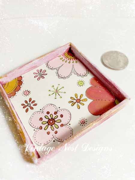 Valentine Flowers No.1 Dollhouse Miniature Handmade Framed Art image 2