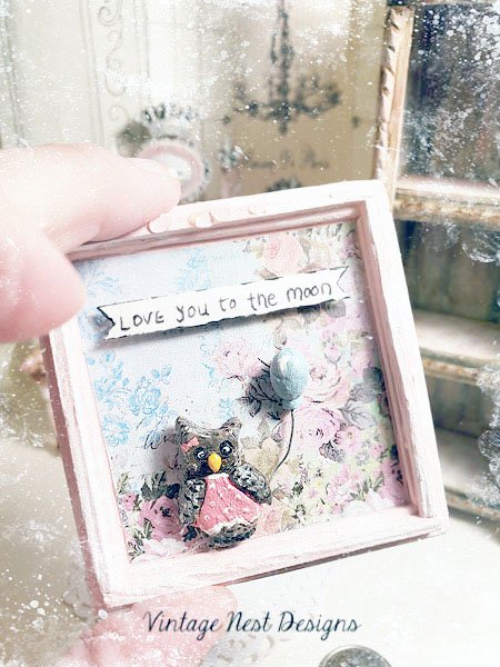 Love You to the Moon Owl No.2 Dollhouse Miniature Handmade image 2