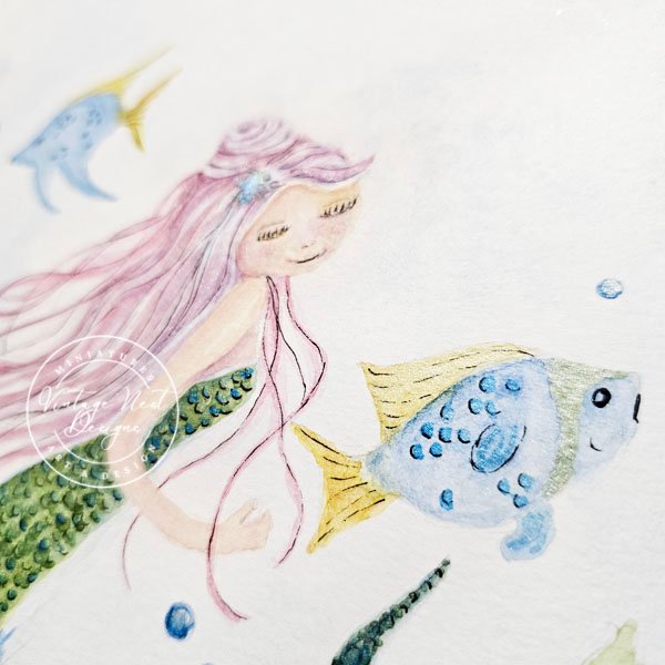 Mermaid No.4 Fine Art Original Watercolor Painting image 9