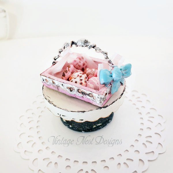 Valentine Cookies Basket No.1 Dollhouse Miniature Handmade image 0
