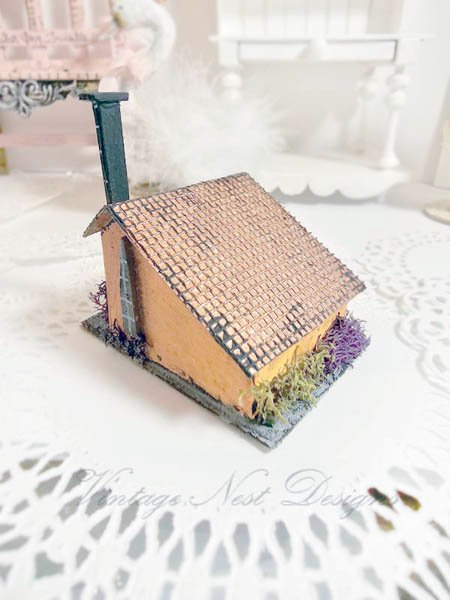 Putz Halloween House No.3 Miniature Handmade Shadow Box Diorama One of a Kind image 6