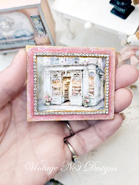 French Store No.5:1 Dollhouse Miniature Handmade Wooden Framed Art image 4
