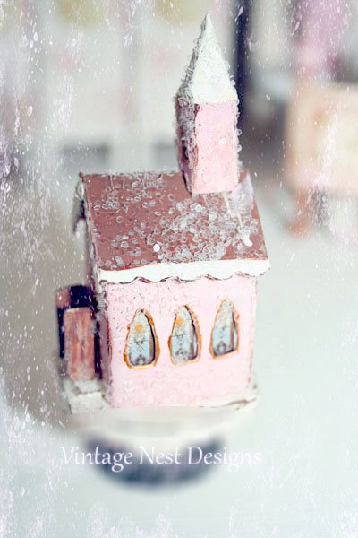 Pink Putz Church No.2 Handmade Miniature image 2