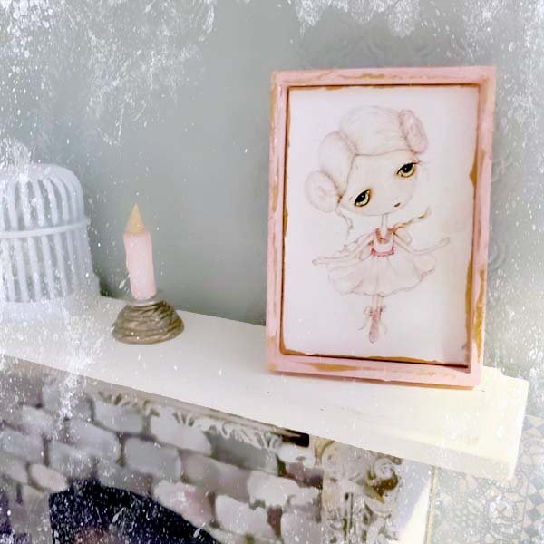 Ballerina No.1:1 Dollhouse Miniature Handmade Wooden Framed Art image 4