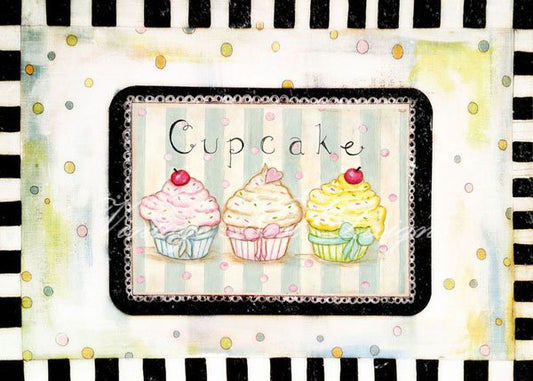 Bon Appetit Three Cupcakes No.1 Digital Prints Acrylic Painting image 0