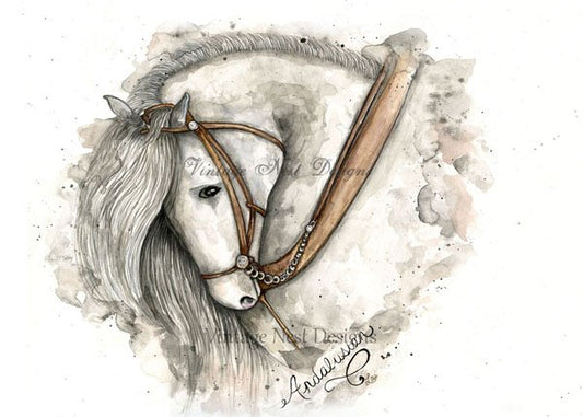 Andalusian Horse No.1 Digital Prints Watercolor Painting image 0