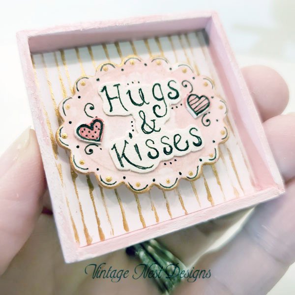 Valentine Hugs & Kisses No.1 Dollhouse Miniature Handmade image 1