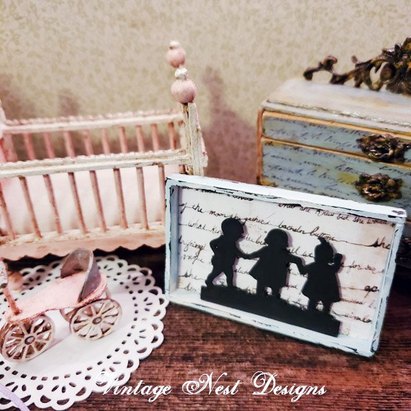 Child Silhouette No.3 Dollhouse Miniature Handmade image 2