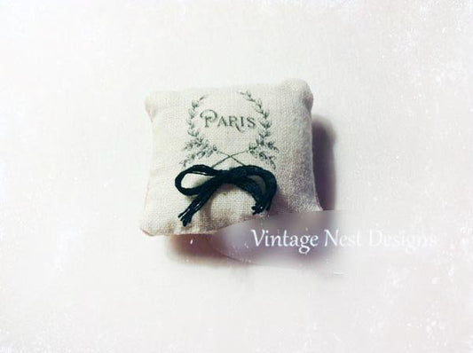 Paris Pillow No.3 Dollhouse Miniature Handmade image 0