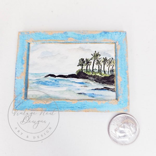 Ocean No.1:1 Dollhouse Miniature Handmade Wooden Framed Art image 4