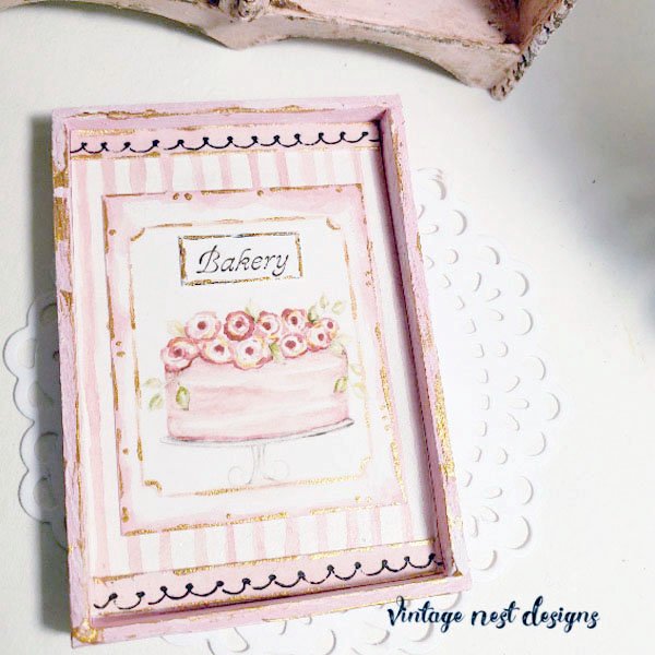 Cake No.4:2 Dollhouse Miniature Handmade Wooden Framed Art image 4