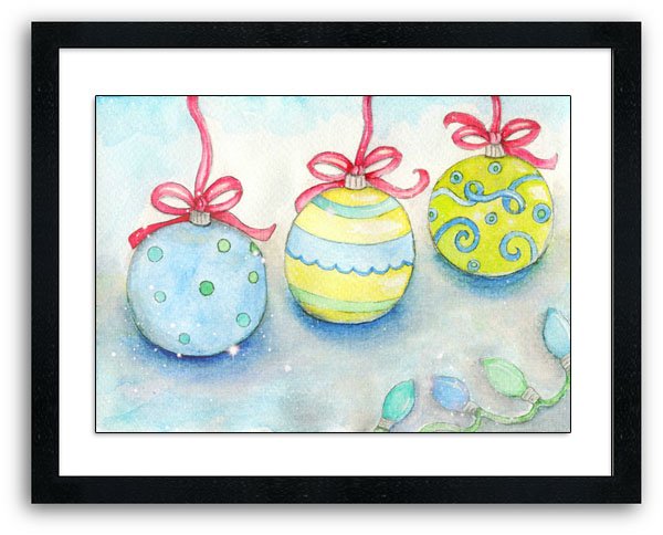 Christmas Bulbs No.1 Digital Prints Watercolor Painting image 1