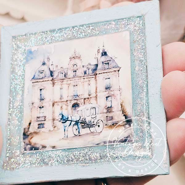 Horse and Carriage No.2:1 Dollhouse Miniature Handmade Wooden Framed Art image 9