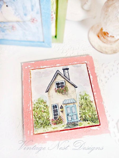 Cottage House No.3:1 Dollhouse Miniature Handmade Wooden Framed Art image 1