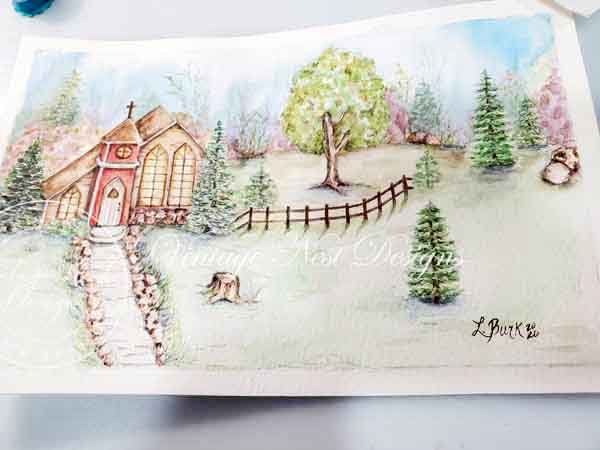 Church in the Woods No.2 Digital Prints Watercolor Painting image 15