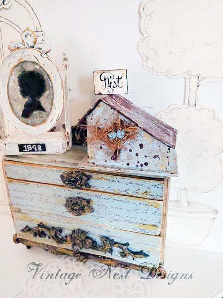 Bird Nest House Blue Speckled No.7 Dollhouse Miniature Handmade image 0