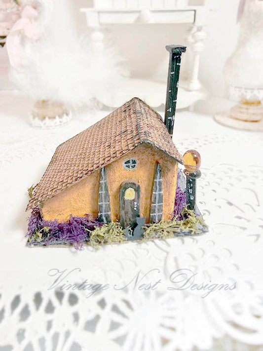 Putz Halloween House No.3 Miniature Handmade Shadow Box Diorama One of a Kind image 0
