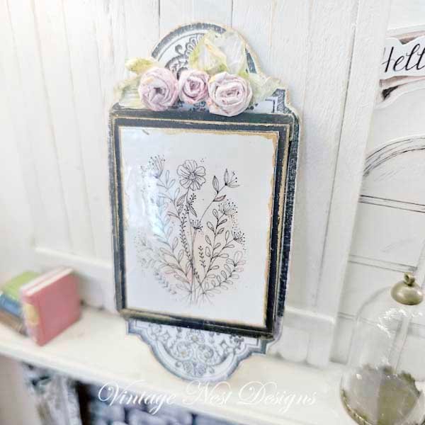 Florals No.18 Dollhouse Miniature Handmade Wooden Framed Art image 1
