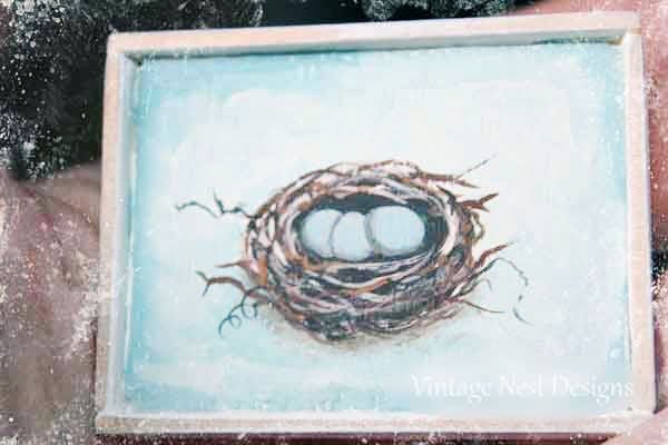 Bird Nest No.24:1 Dollhouse Miniature Handmade Wooden Framed Art image 0
