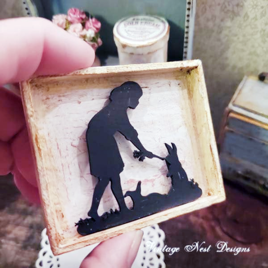 Child Silhouette No.8 Dollhouse Miniature Handmade image 3
