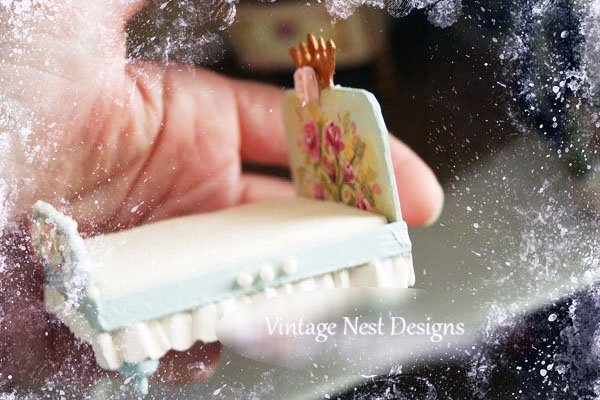 Blue Baby Doll Bed No.2 Handmade Dollhouse Miniature image 5