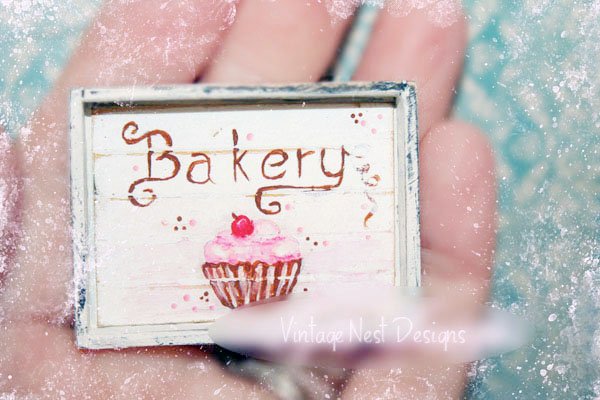 Bakery Sign No.1 Dollhouse Miniature Handmade image 2