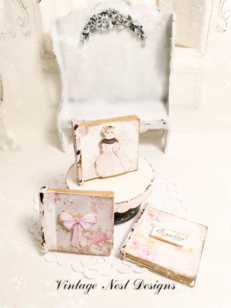 Shabby Book Set No.1 Handmade Miniatures for Dollhouse image 0