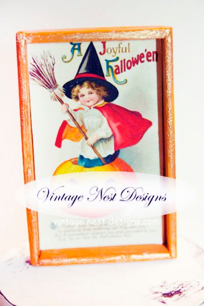 Halloween Mini No.1:1 Dollhouse Miniature Handmade Wooden Framed Art image 2