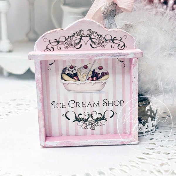 Banana Split Sundae Shelf No.2 Dollhouse Miniature Handmade Wooden Framed Art image 5