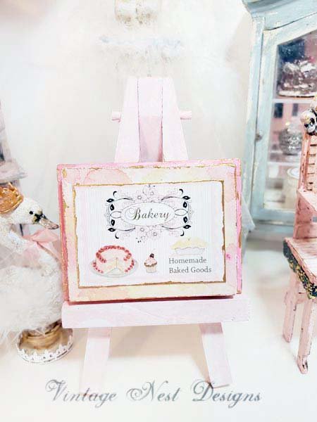 Bakery Sweets No.4:3 Dollhouse Miniature Handmade Wooden Framed Art image 1