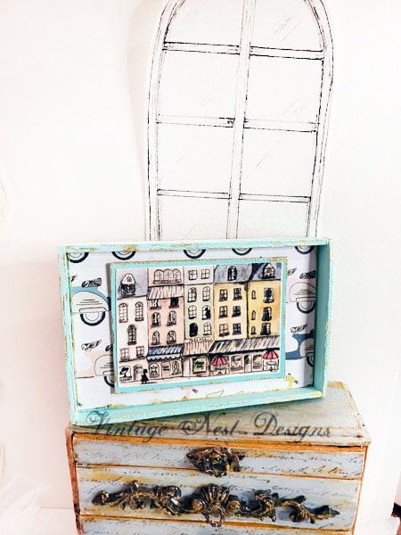 Paris Shopping in the City No.1:5 Dollhouse Miniature Handmade Wooden Framed Art image 2