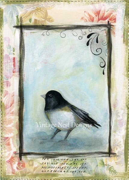 Bird Nest Black Frame No.1 Digital Prints Acrylic Painting image 0