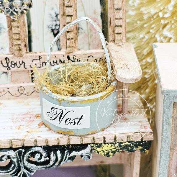 Bird Nest Basket No.17 Handmade Miniature image 1
