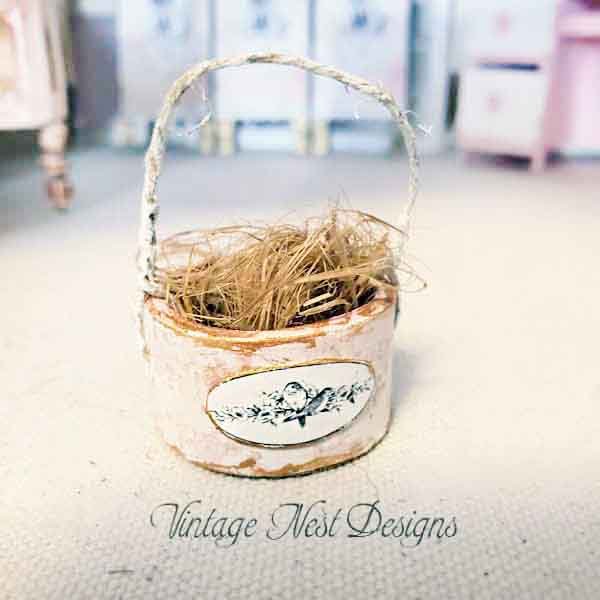 Bird Nest Basket No.2 Dollhouse Miniature Handmade image 0