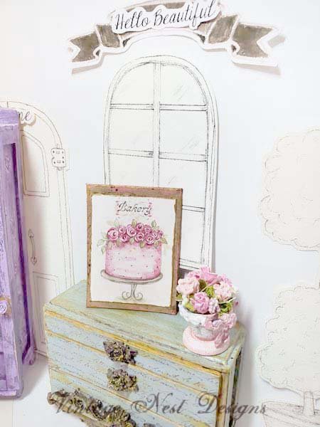 Cake No.7:9 Dollhouse Miniature Handmade framed Art image 5