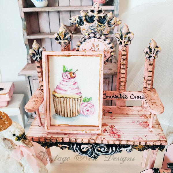 Cake No.4:1 Dollhouse Miniature Handmade Wooden Framed Art image 6