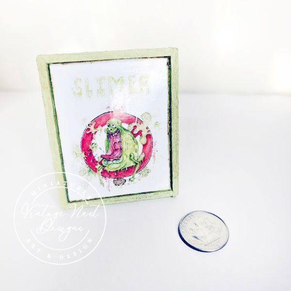 Slimer No.1:1 Dollhouse Miniature Handmade Wooden Framed Art image 0