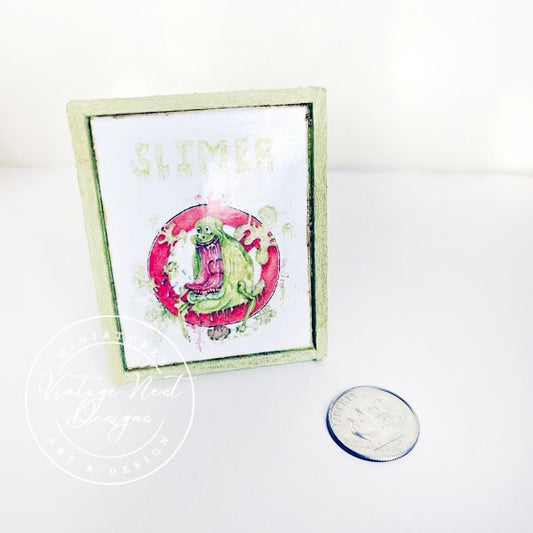 Slimer No.1:1 Dollhouse Miniature Handmade Wooden Framed Art image 0