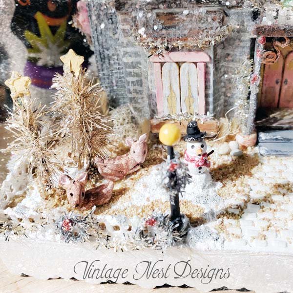 Victorian Mansion Putz Glitter Holiday Dollhouse House No.1 Handmade image 7